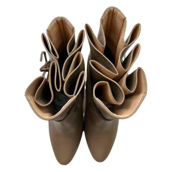 GUCCI Indya GG Pleated Accent Ankle Booties EU 39 US 9 Neutral Leather Heel Boot - Picture 7 of 12